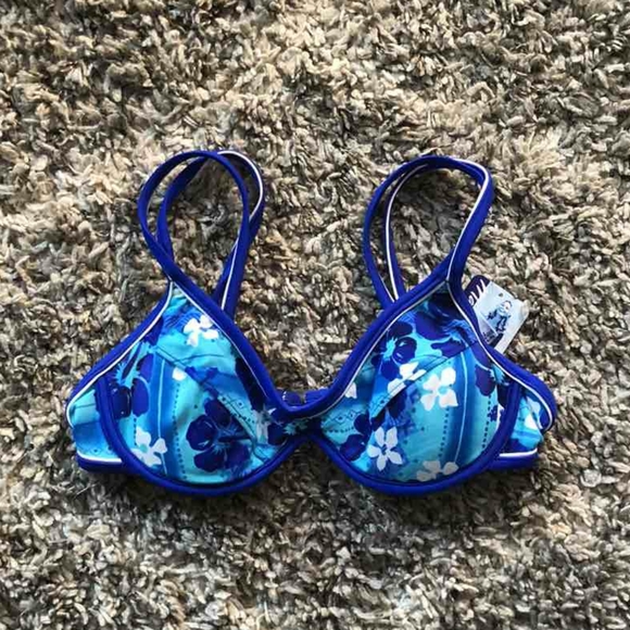 malibu dream girl Swim Malibu Dream Girl Blue Tropical Swim Top